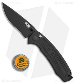 SOG Banner Spring Assisted Knife Black Aluminum (3.5" Black) BA1001 -Sog SOG Banner black aluminum black BA1001 BHQ 52223 er size