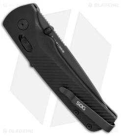 SOG Flash AT-XR Lock Knife Blackout GRN (3.45" Black Serr) -Sog SOG Flash AT XR Lock Blackout GRN Black Serr BHQ 105716 jr side