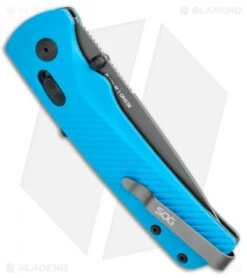 SOG Flash AT-XR Lock Knife Civic Cyan GRN (3.45" Dark Gray Serr) -Sog SOG Flash AT XR Lock Civic Cyan GRN Gray Serr BHQ 105721 jr side