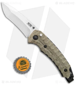 SOG Kiku Spring Assisted Knife Tan Micarta (3.5" Satin) KU-3003 -Sog SOG Kiku Assisted Micarta Satin BHQ 124846 jr bottlecap