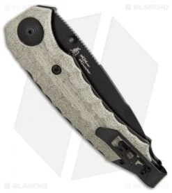 SOG Kiku Spring Assisted Knife Linen Micarta (3.5" Black) KU-3002 -Sog SOG Kiku assisted linen micarta black KU 3002 BHQ 52249 er side