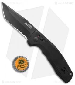 SOG Knives SOG-TAC AU Tanto Automatic Knife Black Aluminum (3.4" Black Serr) -Sog SOG Knives SOG TAC AU Auto Tanto Black Black Serr BHQ 119261 jr bottlecap