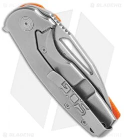 SOG Stout FLK Frame Lock Knife Orange G-10 (2.75" Stonewash) -Sog SOG Stout FLK Orange G 10 SW BHQ 137222 jr side