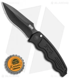 SOG-TAC Automatic Knife Drop Point (3.5" Black) ST-06 -Sog SOG TAC Automatic Knife Drop Point 3.5 Black ST 06 BHQ 6208 LS Bottlecap