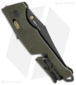 SOG Trident AT-XR Lock Knife OD Green Clip Point (3.7" Black) -Sog SOG Trident AT XR Lock OD Green CP Black BHQ 105698 jr side