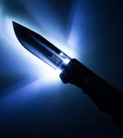 SOG Bladelight Folder Mini Black Knife + LED Flashlight (3" Satin) BLT60-CP -Sog sog bladelight folder mini blt60 cp light cm