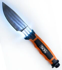 SOG Bladelight Hunt Fixed Blade Knife Orange (3.8" Satin) BLT20L -Sog sog bladelight hunt blt20l cp whitelight